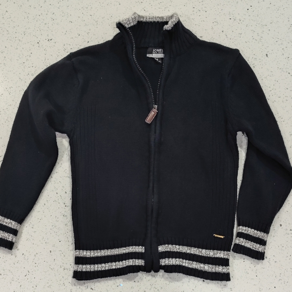 Jones New York Unisex Kids Black Sweater with Gray Trim